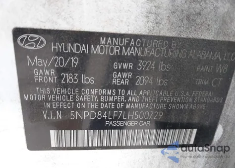 2020 Hyundai Elantra Limited из США, поврежденный, VIN 5NPD84LF7LH500729